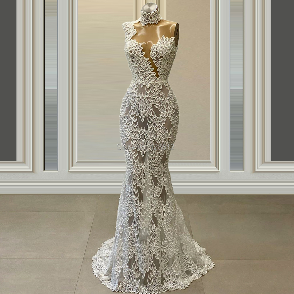2021 Arabic Pearls Mermaid Prom Dresses Luxury High Neck Lace Appliqued Crystal Women Formal Plus Size Evening Gowns, Champagne
2021 Arabic Pearls Mermaid Prom Dresses Luxury High Neck Lace Appliqued Crystal Women Formal Plus Size Evening Gowns, Champagne