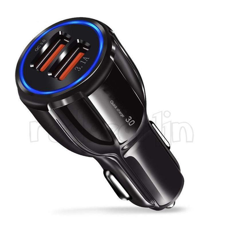 Fast Quick Charge QC3.0 Dual Usb Car Charger 5V 3.1A 30W 18W Power Adapter Chargers For iphone 11 12 13 14 Samsung Note 10 S22 S23 htc phone Plugs