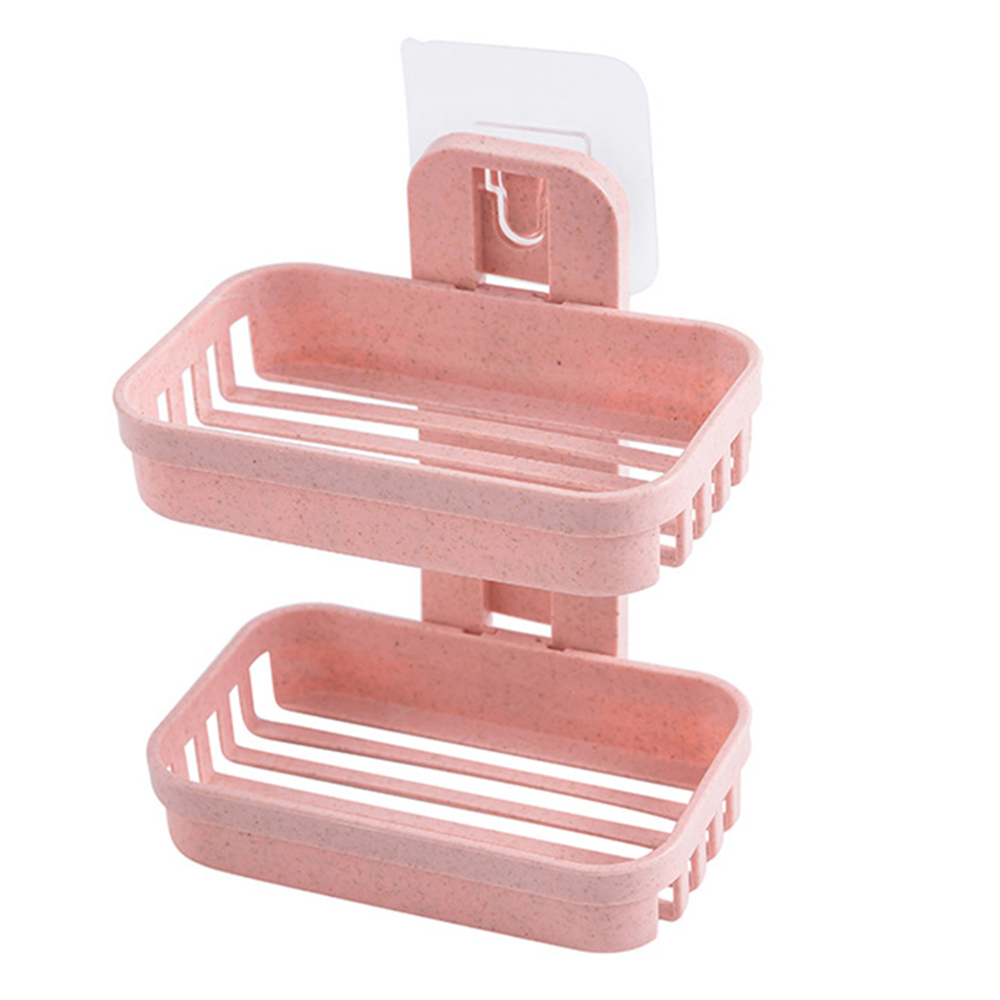 Bathroom Soap Dish, Double-Layer Bar Soap Holder Storage Rack For Shower, Kitchen Wall Mount Self Draining Soap Case Box