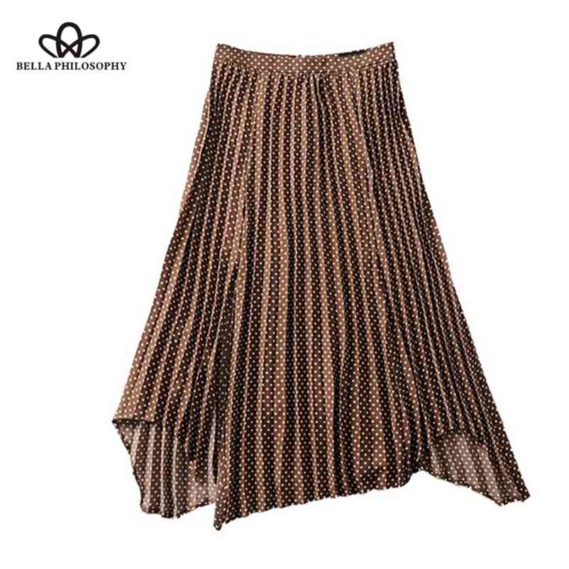 women dots print split midi skirt side zipper sweet pleated female elegant mid calf irregular skirts faldas 210519, Brown
women dots print split midi skirt side zipper sweet pleated female elegant mid calf irregular skirts faldas 210519, Brown