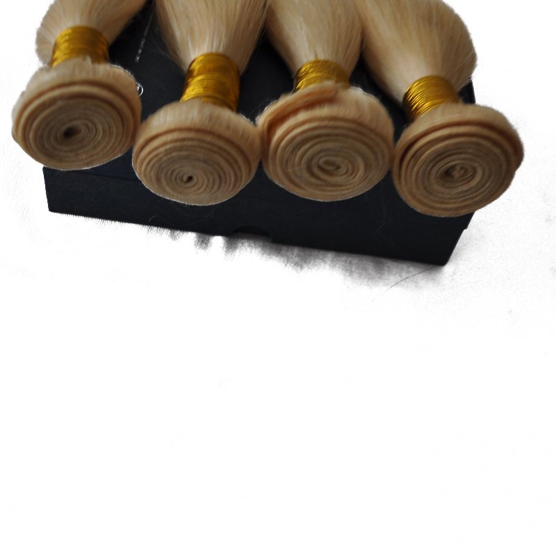 3 Bundles Lot 613 Bleach Blonde Color Human Remy Hair Weaving Silk Straight Body Wave Quality Brazilian HumanHair weft