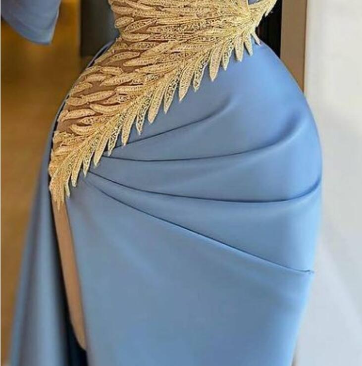 2021 Plus Size Arabic Aso Ebi Sexy Lace Beaded Prom Dresses One Shoulder High Split Sheath Evening Formal Party Second Reception Gowns ZJ278