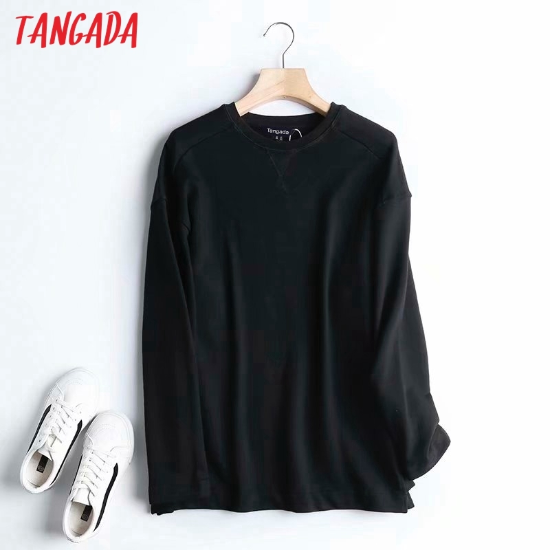 Women Fashion Solid Sweatshirts Oversize Long Sleeve O Neck Loose Pullovers Female Tops 4C77 210416
