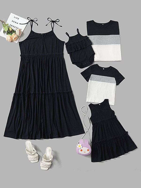 Toddler Girls 1pc Frill Trim Tank Smock Dress SHE