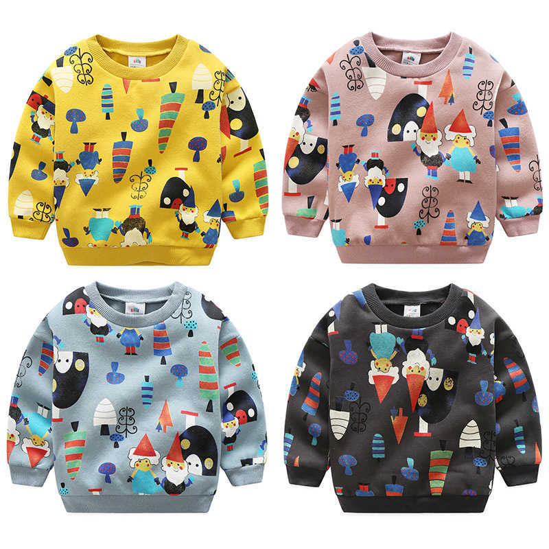 Autumn Winter Warm 2-10 Years Old Children Christmas Gift Long Sleeve Cartoon Print School Baby Kids Girl Fleece Sweatshirt 210529