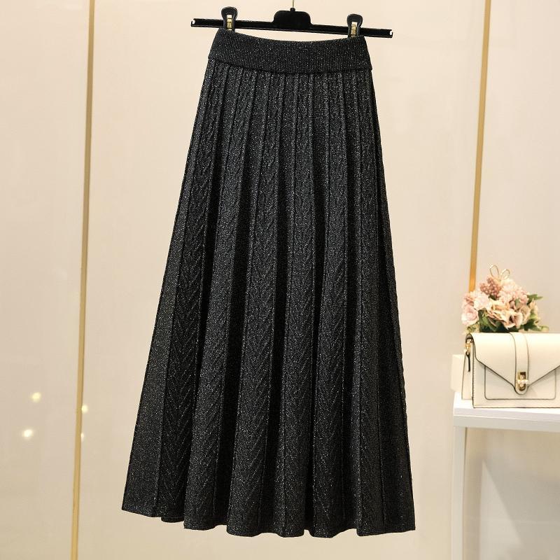 Nomikuma Women Autumn Winter Knitted Skirts Korean High Waist A-line Twisted Sweater Dress Femme Causal Faldas Mujer 6D180 210427