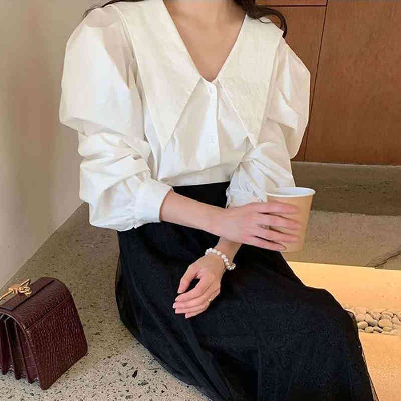 Nomikuma Women Blouse Causal Puff Sleeve Sweet Elegant Shirt Spring Turn-down Collar Korean Blusas Feminimos Top 6D996 210427