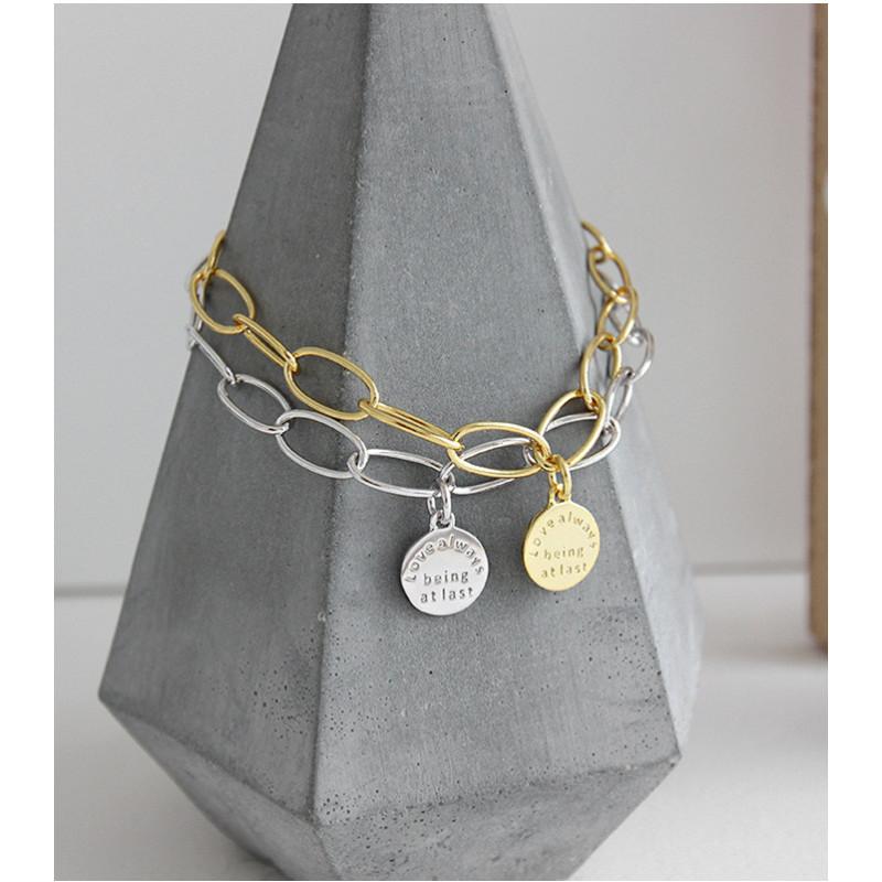 Charm Bracelets 100% 925 Sterling Silver Bracelet Woman Personality Cool Style Geometric English Round Brand Chain Ornaments
Charm Bracelets 100% 925 Sterling Silver Bracelet Woman Personality Cool Style Geometric English Round Brand Chain Ornaments