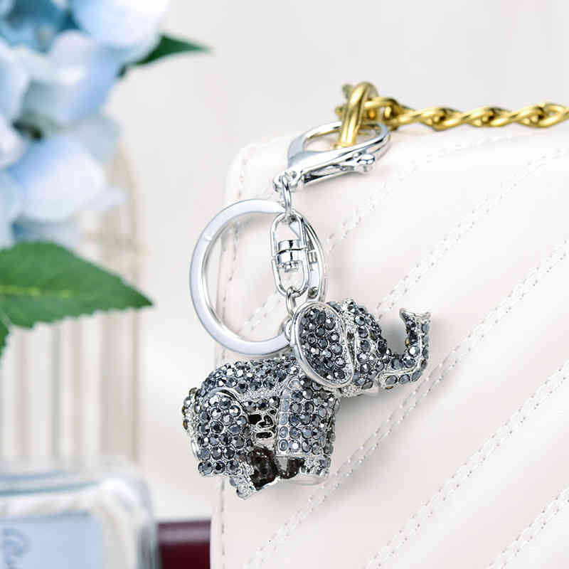 Three Dimensional Activity Diamond Inlaid Elephant Key Chain Auto Parts Ring Creative Gift Small
