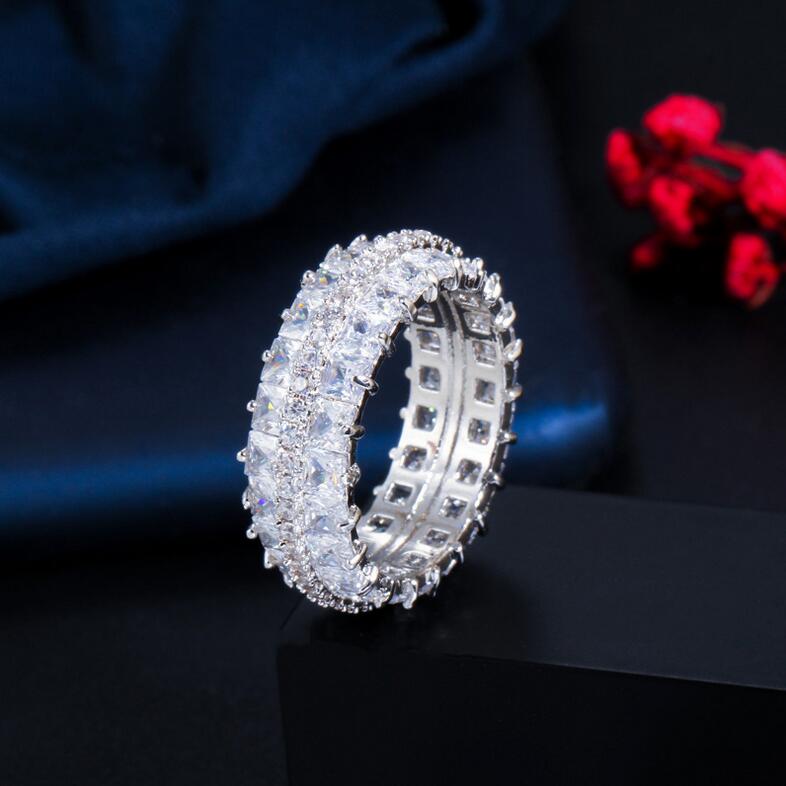 Choucong Brand Luxury Jewelry Wedding Rings 18K White Gold Fill 2 Rows Princess Cut Topaz CZ Diamond Eternity Women Engagement Band Ring For Lover Gift Size 6-9
Choucong Brand Luxury Jewelry Wedding Rings 18K White Gold Fill 2 Rows Princess Cut Topaz CZ Diamond Eternity Women Engagement Band Ring For Lover Gift Size 6-9