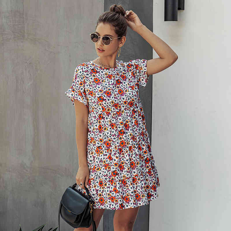 Summer Ladies Casual Loose Floral Print Women Fashion O Neck Short Sleeve Dress 2021 New, Orange
Summer Ladies Casual Loose Floral Print Women Fashion O Neck Short Sleeve Dress 2021 New, Orange