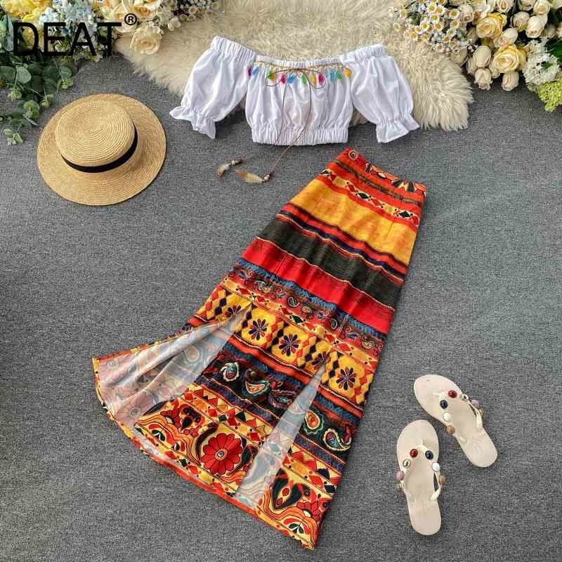 Women Printing Split Skirt Pleated Puff Slash Neck Arrivals Short Two Piece Set Fashion Spring Summer 11D232 210525, Yellow
Women Printing Split Skirt Pleated Puff Slash Neck Arrivals Short Two Piece Set Fashion Spring Summer 11D232 210525, Yellow