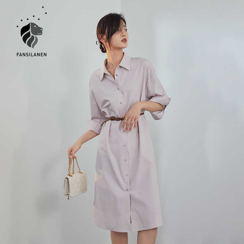 FANSILANEN Elegnat purpel button up shirt dress Women hale sleeve casual office midi Summer sexy split loose es 210607
FANSILANEN Elegnat purpel button up shirt dress Women hale sleeve casual office midi Summer sexy split loose es 210607