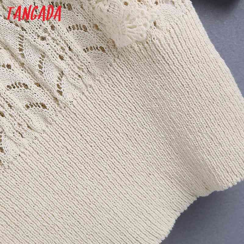 Women Fashion Ruffle Hollow Out Cropped Knitted Sweater Jumper O Neck Short Sleeve Female Pullover Tops BE489 210416