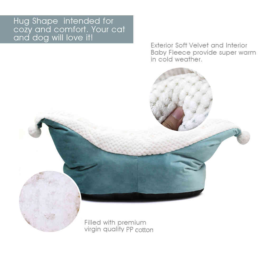 Deep Sleep for Small Dogs Boat Shape Thicken Winter Warm Fleece Dog House Cute Cat Bed Washable 210401