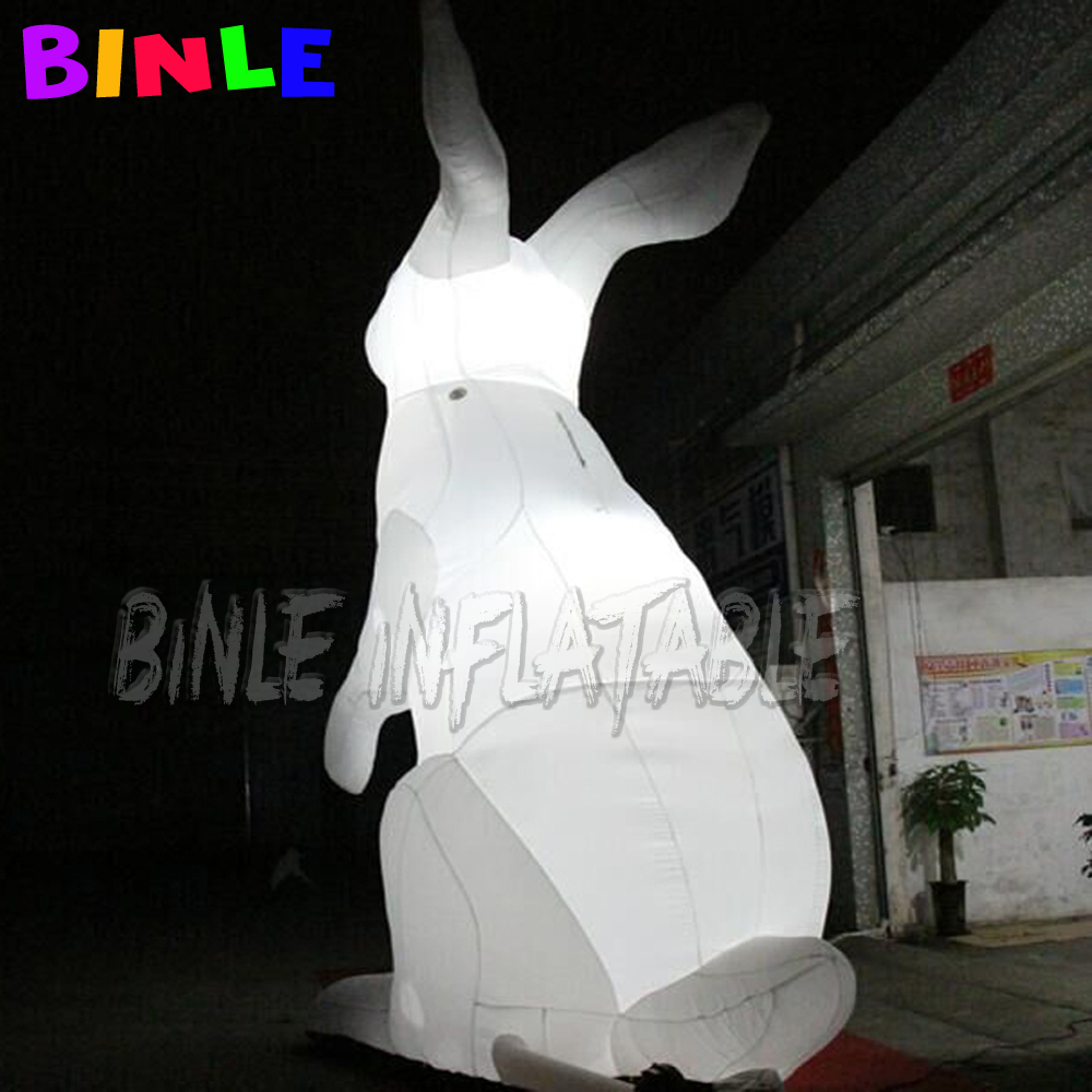 Custom advertising white giant inflatable rabbit/animal cartoon/inflatables easter bunny with led light for sale