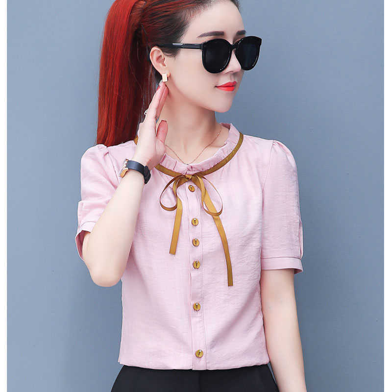 Women Summer Style Chiffon Blouses Lady Girls Ruffles O-Neck Short Flare Sleeve Casual Blusas Shirts DF1931 210609, Blue
Women Summer Style Chiffon Blouses Lady Girls Ruffles O-Neck Short Flare Sleeve Casual Blusas Shirts DF1931 210609, Blue