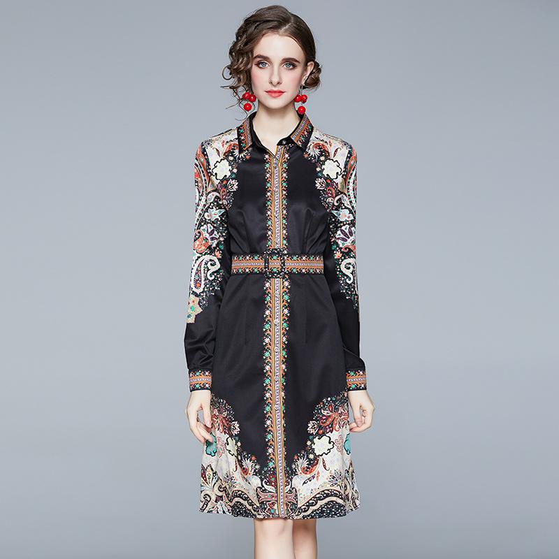 Casual Dresses 2021 Fashion Designer Runway Spring Dress Long Sleeve Woman Clothes Vintage Print Robe Femme Holiday Shirt Vestidos, Black
Casual Dresses 2021 Fashion Designer Runway Spring Dress Long Sleeve Woman Clothes Vintage Print Robe Femme Holiday Shirt Vestidos, Black