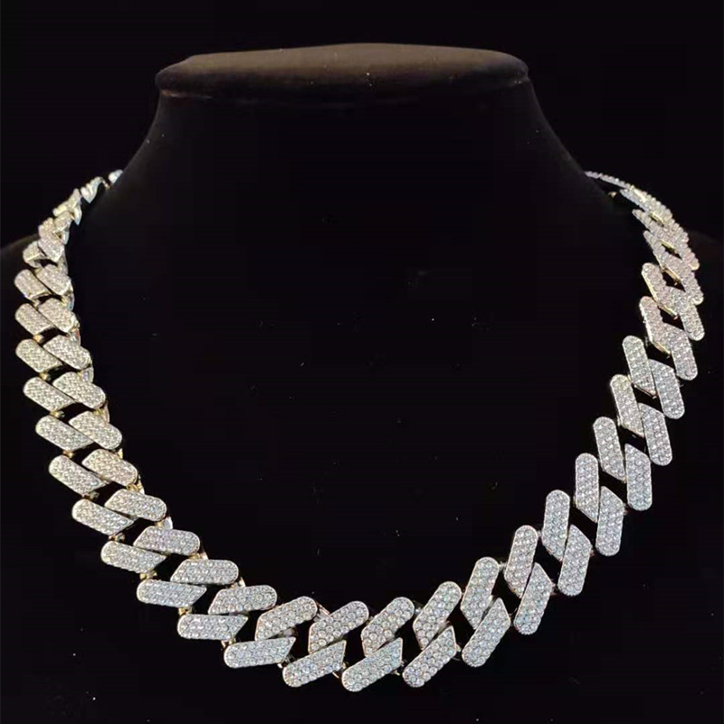 Men Hip Hop Chain Necklace 20mm heavy Rhombus Cuban Chains Iced Out Bling Necklace fashion jewelry For Gift 220210