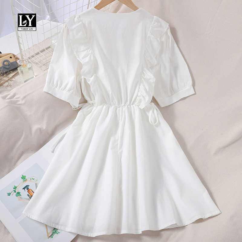 LY VAREY LIN Summer Solid Slim Short Ruffled Dress Casual A-Line V-Neck Puff Sleeve Knee-Length Women 210526, Beige
LY VAREY LIN Summer Solid Slim Short Ruffled Dress Casual A-Line V-Neck Puff Sleeve Knee-Length Women 210526, Beige