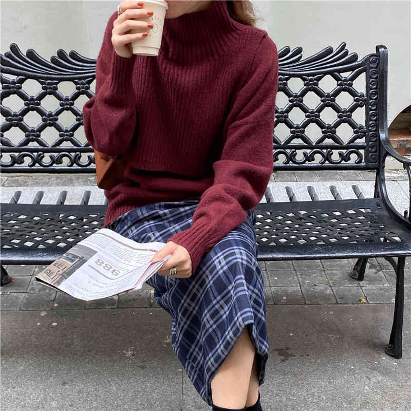 Colorfaith New Autumn Winter Women's Sweaters Pullover Korean Two Pieces Oversize Elegant Minimalist Solid Lady Tops SW9161 210413