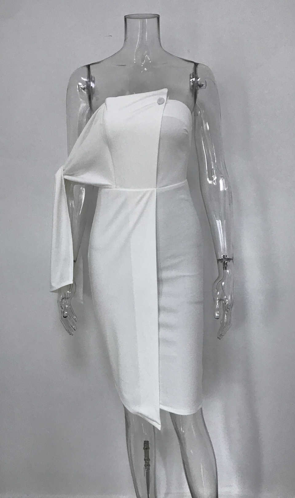 DEAT Spring Summer Fashion Casual Strapless Sleeveless Sexy Party Bra One Shoulder Lace Up Dress Women SK785 210709