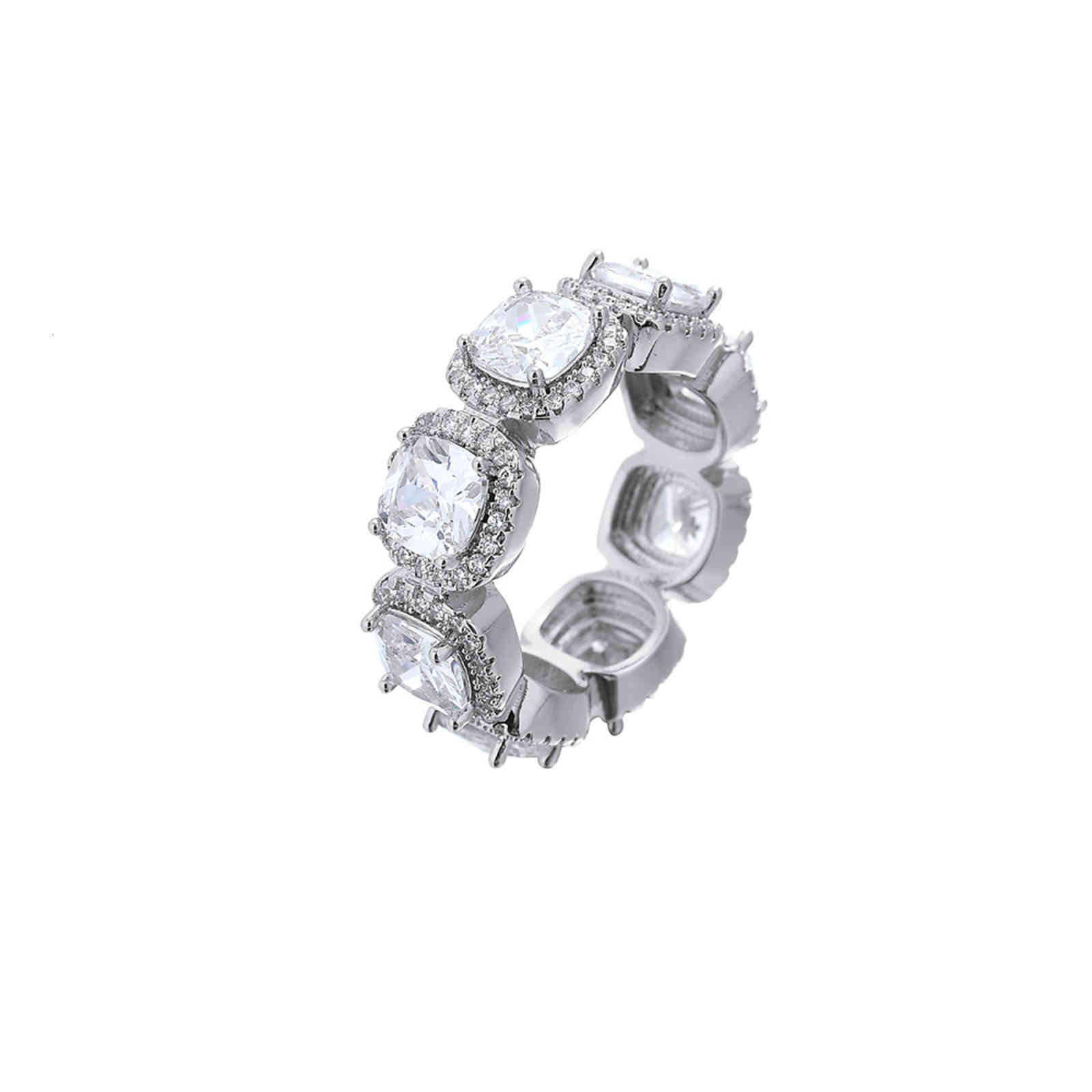 Hip Hop Ring Men's and Women's Universal Square Zircon Copper 9mm Rock Candy