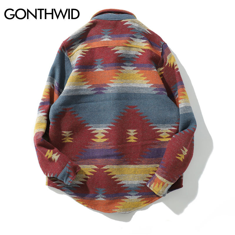 GONTHWID Hip Hop Tie Dye Snap Button Long Sleeve Shirts Men Fashion Casual Streetwear Dress Shirt Coats Male Hipster Shirts Tops 210410