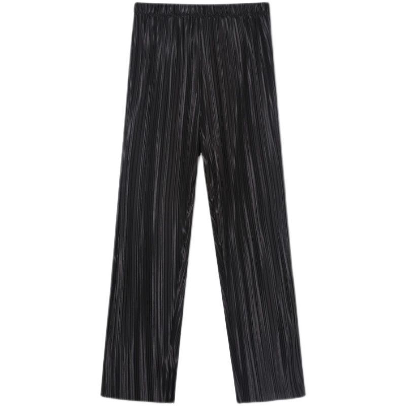 IEFB Men's Black Pleated Pants Men's Summer Korean Loose Casual Straight Wide Leg Pants Elastic Waist Pants 9Y7522 210524
