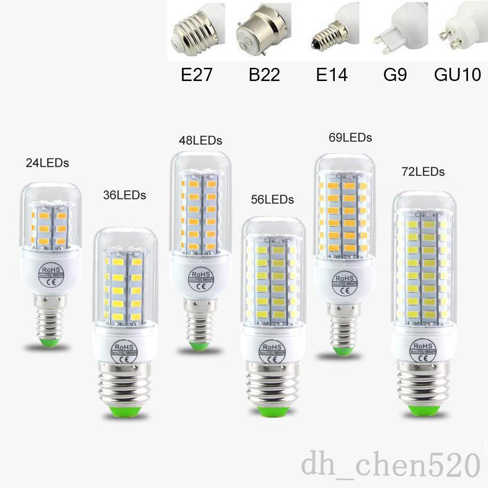 

SMD5730 E27 GU10 B22 E12 E14 G9 LED bulbs 7W 9W 12W 15W 18W 110V 220V 360 angle LED Bulb Led Corn light