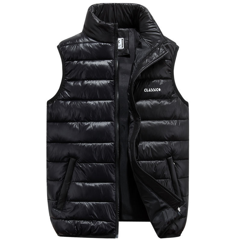 Winter Men's Sleeveless Jacket Big Sizes Black Vest Autumn Casual Warm Thick Coats Male Cotton-Padded Fashion Men Waistcoat Vest 210518