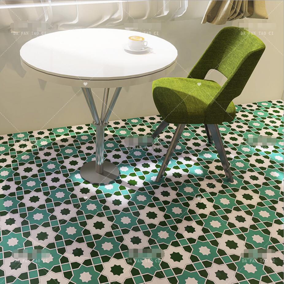 Restaurant small flower tiles 300 * 300mm anti slip tiled floor terrace green balcony kitchen Islamic background wall tile
