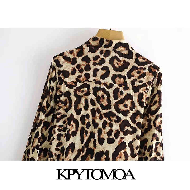 Women Chic Fashion With Bow Tied Leopard Print Mini Dress V Neck Long Sleeve Female Dresses Vestidos Mujer 210420
