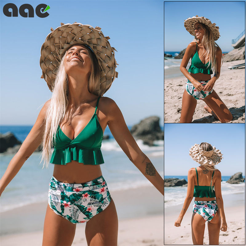 Sexy Floral Ruffled Hem Bikini Set Women Flora V-neck High-waisted Two Piece Swimsuit Girl Beach Bathing Suit Swimwear Biquinis, Black
Sexy Floral Ruffled Hem Bikini Set Women Flora V-neck High-waisted Two Piece Swimsuit Girl Beach Bathing Suit Swimwear Biquinis, Black