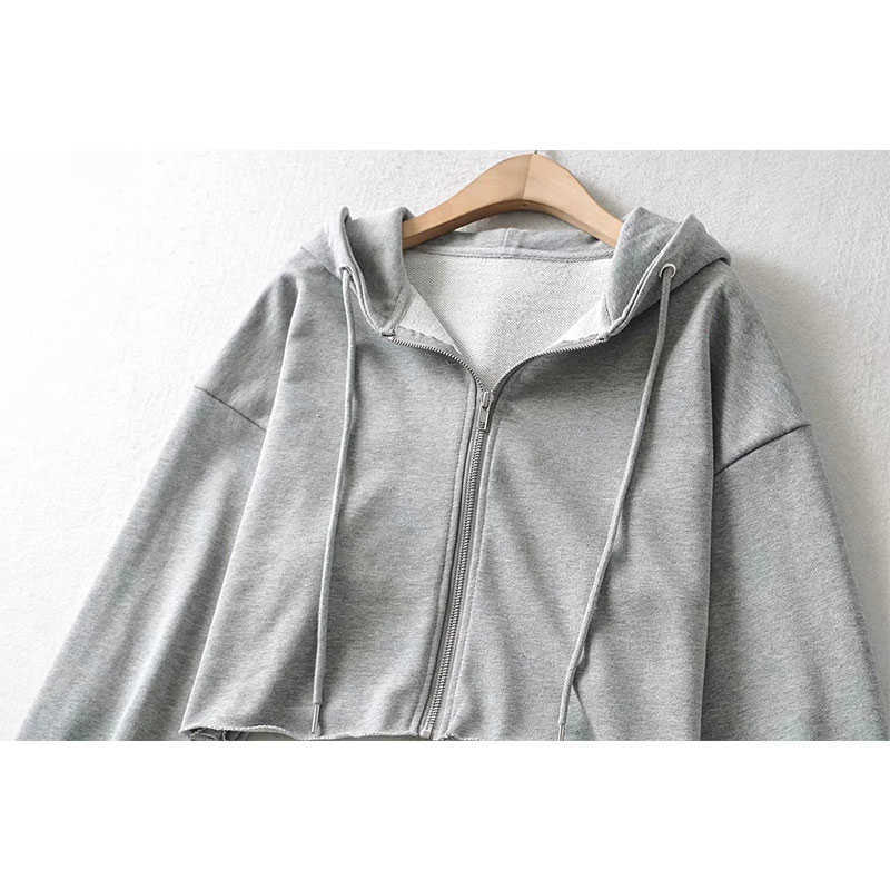 Sweatshirt Women Hooded Long Sleeve Jacket Spring Latest High Waist Loose Casual Cropped 210628