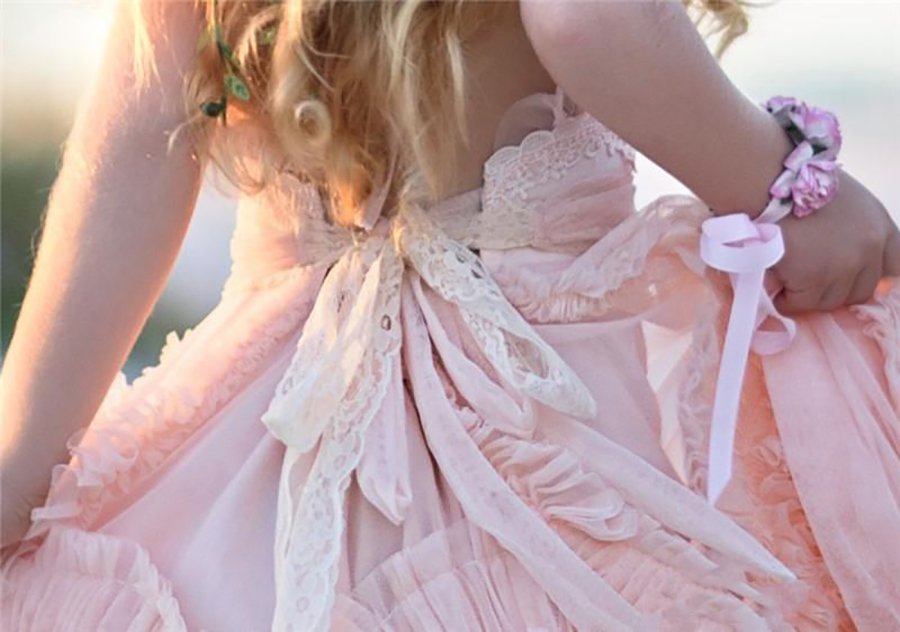 Blush Pink wer Girl Dresses Spaghetti Ruffles Hand made wers Lace Tutu Vintage Little Baby Gowns for Communion Boho Wedding
