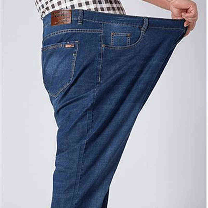 Classic Stretch Jeans Men Oversized Plus Size Big Denim Man Loose Stretch Pants 48 50 52 High Waisted Long Work Trousers Jean 211120