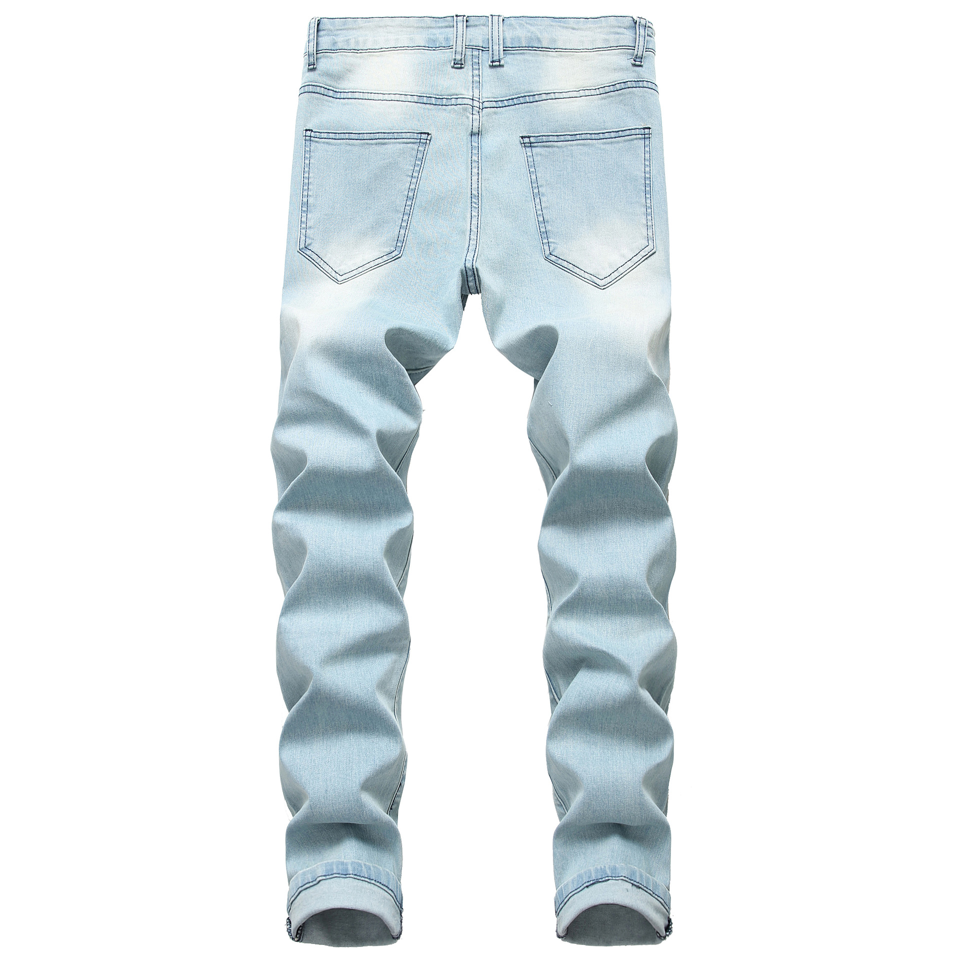 Mens Jeans Solid Color Motorcycle Jean Men Trendy Youth Slim Leggings Casual Fashion Style B4