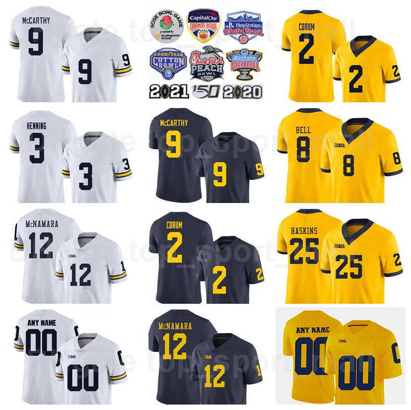 NCAA College Football Michigan Wolverines Jersey 12 Cade McNamara 9 JJ McCarthy 2 Blake Corum 3 AJ Henning 25 Hassan Haskins 8 Ronnie Bell University Navy Blue White, Yellow
NCAA College Football Michigan Wolverines Jersey 12 Cade McNamara 9 JJ McCarthy 2 Blake Corum 3 AJ Henning 25 Hassan Haskins 8 Ronnie Bell University Navy Blue White, Yellow