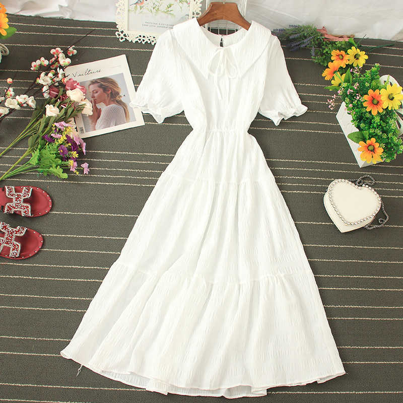 Ly Varey Lin High Waist Casual Doll Collar Dress Small Fresh Plaid Elegant Fashion Midi Long Ruffled 210526