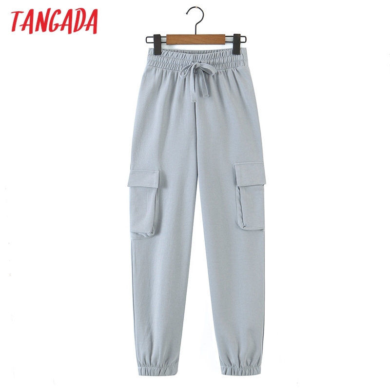 women Gray Long Pants High Quality Big Strethy Waist Trousers Joggers Female Sweatpants QW77 210416