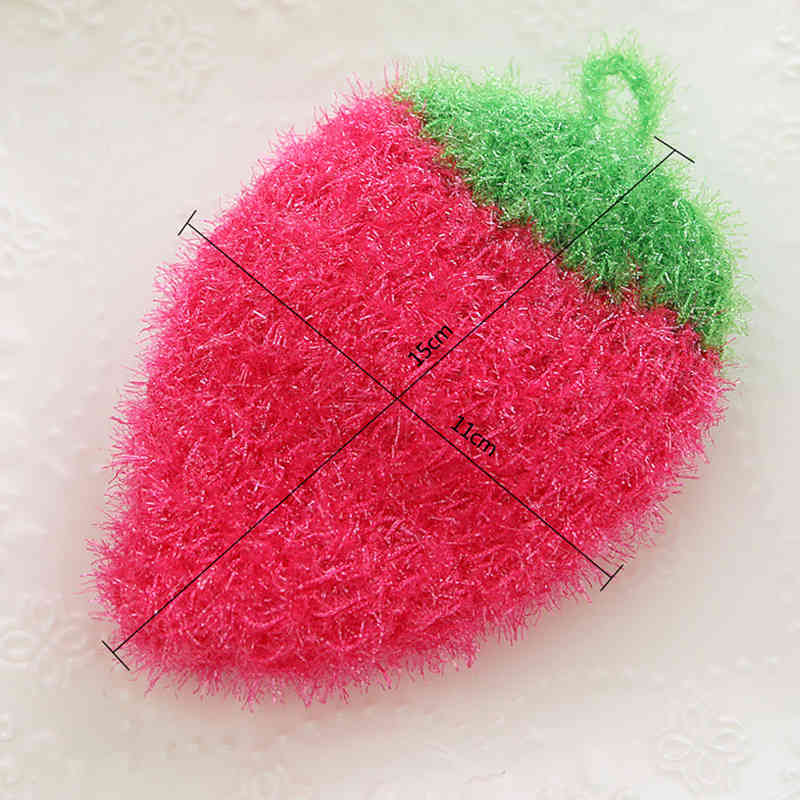 Fruit Dish Scrubber Sponge Clean Non-scratch Strawberry Home Kitchen Tool Bowl Pan Washing Cleaning Cloth Scouring Tableware