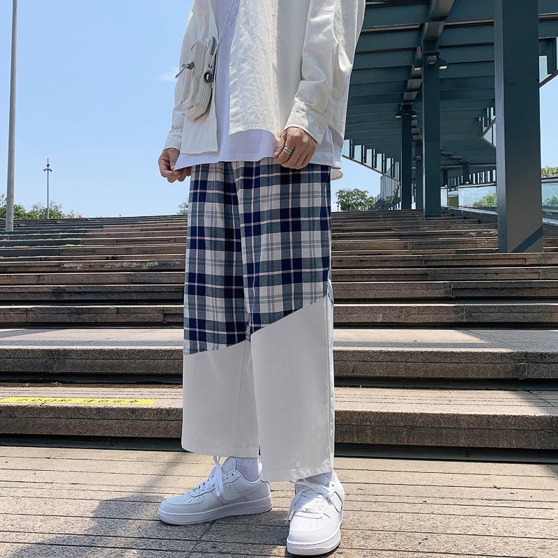 Men Lattice Printing Sport Jogging Pants Fitness Training Loose Breathable Straight Trousers Workout Tennis Sweatpants Men's