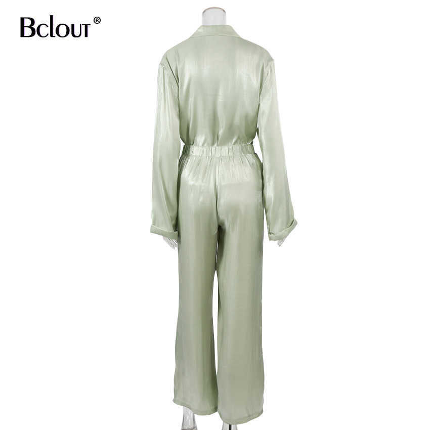Bclout Green Vintage Two Piece Sets Women Autumn Sets Of Elegant Woman Long Sleeve Top And High Waist Pants 2 Piece Set Female 211007