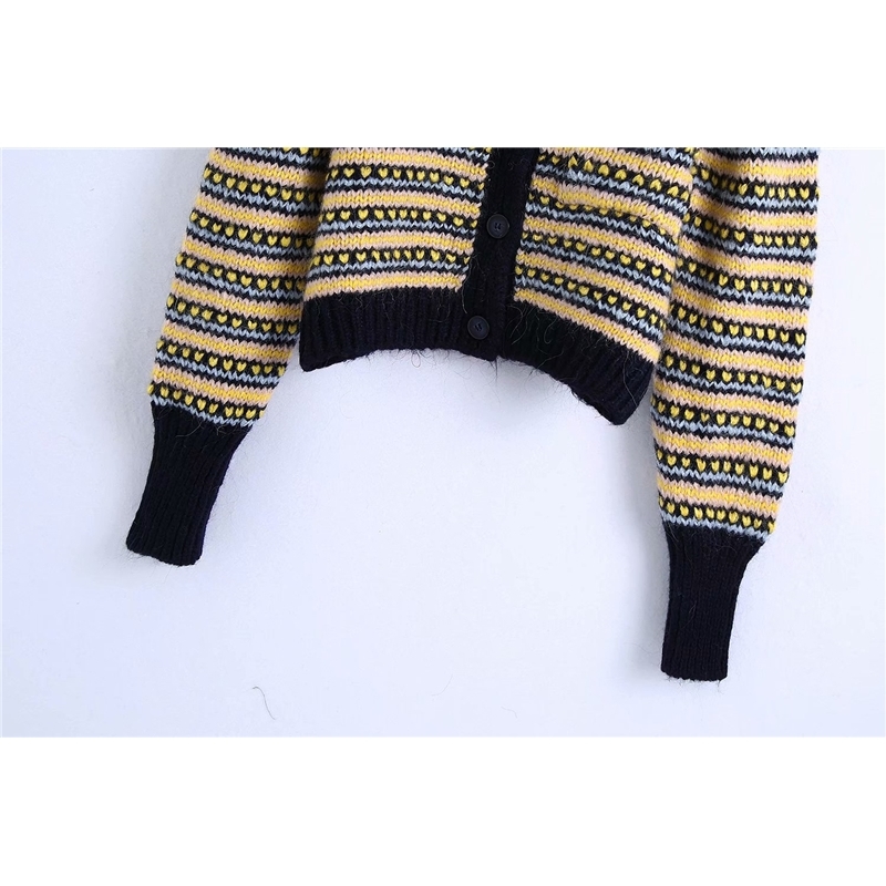 Vintage Women Striped Sweaters Fashion Ladies O-Neck Pocket Knitted Coats Streetwear Female Chic Button Cardigans 210430