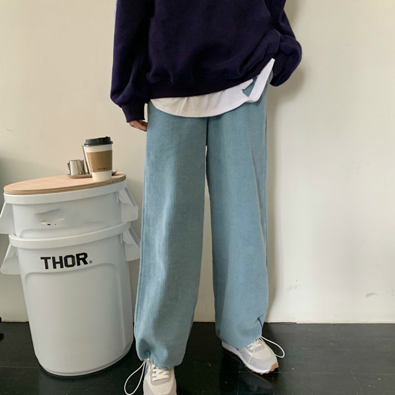 Nomikuma Corduroy Drawstring Harem Pants Korean Solid Lace Up Stretch High Waist Long Trousers Autumn New Women Pants 6C756 210427