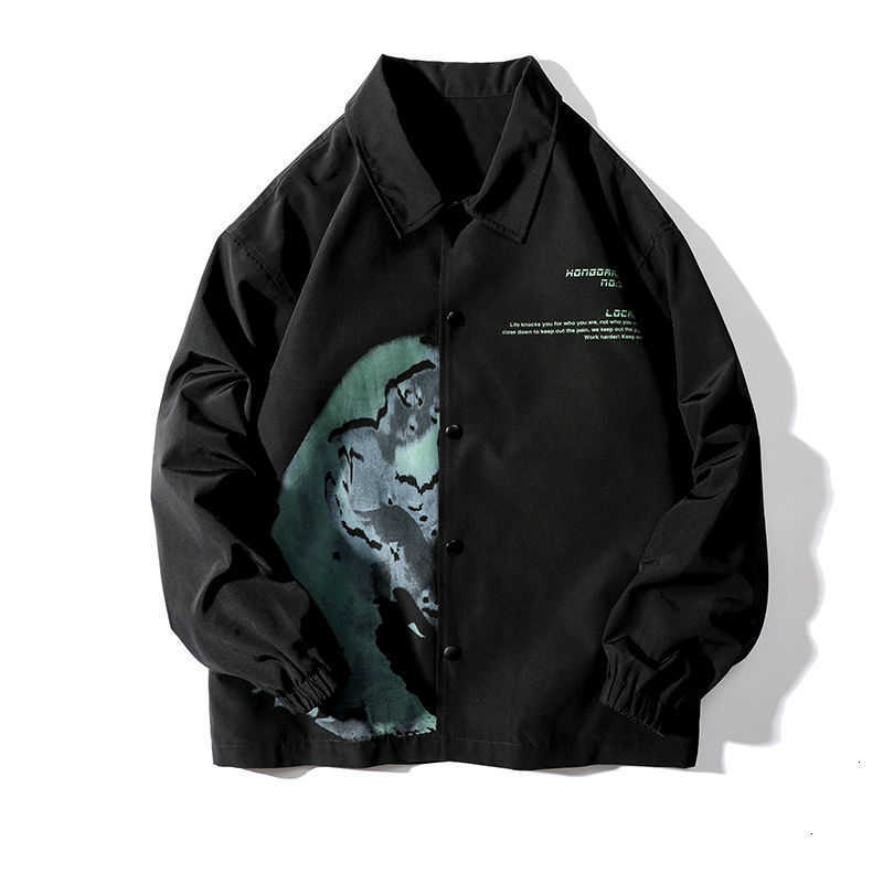 Hybskr Men's Oversized Jackets Streetwear Men Casual Loose Windbreaker Coats Autumn Men's Graphic Printed Jackets 210819