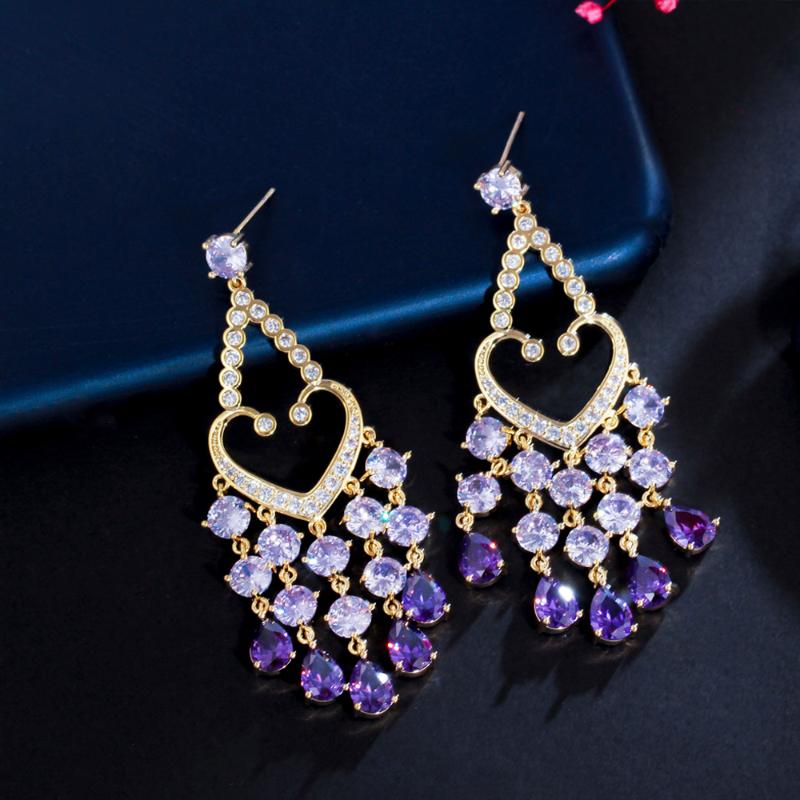 Dangle & Chandelier ThreeGraces Shiny Purple Cubic Zirconia Love Heart Long Tassel Earrings For Women Trendy Wedding Party Jewelry ER727, Silver
Dangle & Chandelier ThreeGraces Shiny Purple Cubic Zirconia Love Heart Long Tassel Earrings For Women Trendy Wedding Party Jewelry ER727, Silver