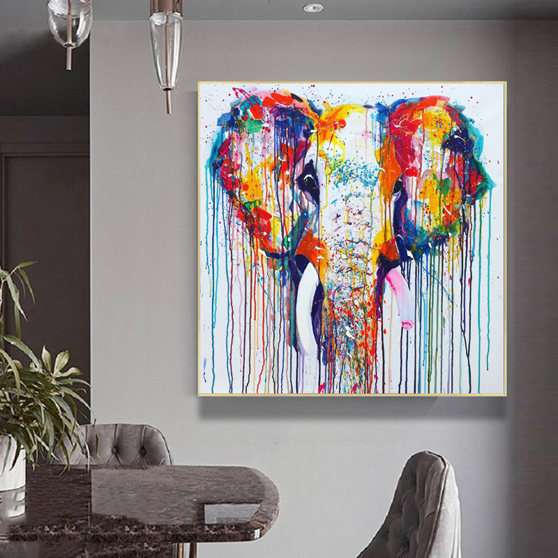 Colorful Elephant Pictures Canvas Painting Abstract Animal Posters And Prints Wall Art For Living Room Decoration
