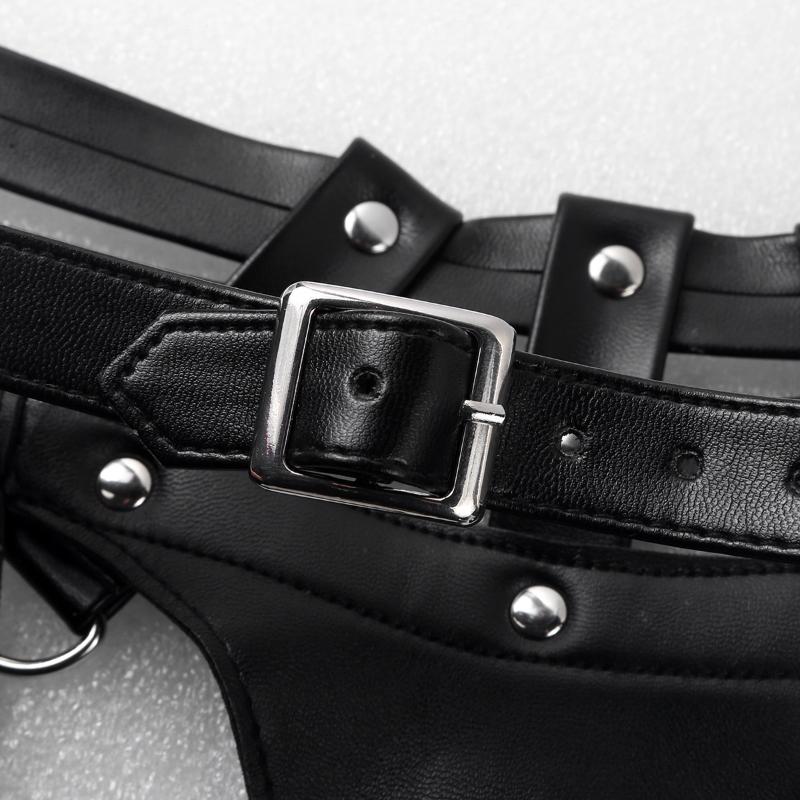 Male Lingerie Leather Harness Adjustable Sexy Gay Clothing Sexual Body Chest Belt Strap Punk Rave Costumes For Sex Elbow Knee Pa